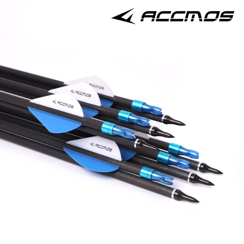 6/12pcs Pure Carbon Arrow ID 6.2 mm 32in Spine250 300 350 400 500 600 700 800 for Bow Hunting Archery