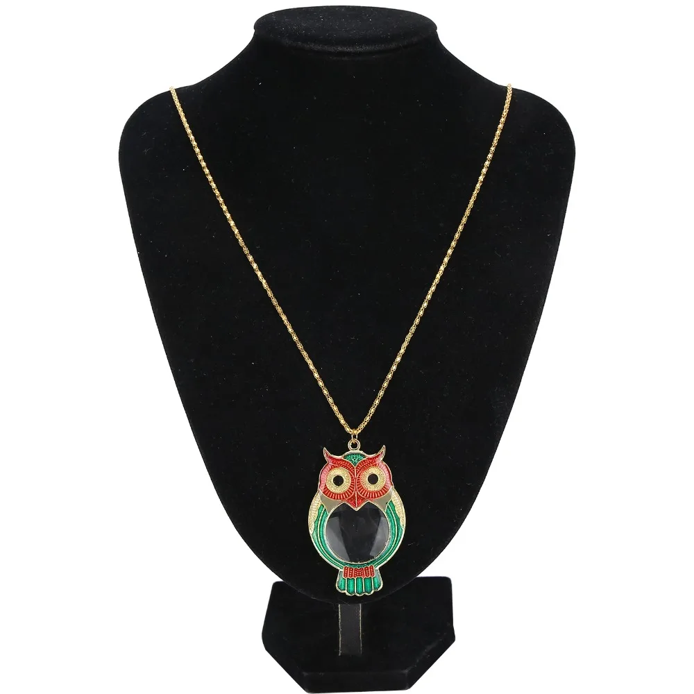 

Cute Owl Pattern Necklace Magnifying Glass Small Magnifying Glass Green Pendant Magnifier Metal Owl Pattern Magnifier