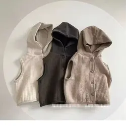 Kids Casual Vest 2023 Spring Autumn Fashion Round Neck Baby Simple Waistcoat Korean Style Hooded Soft Comfortable Vest Kids