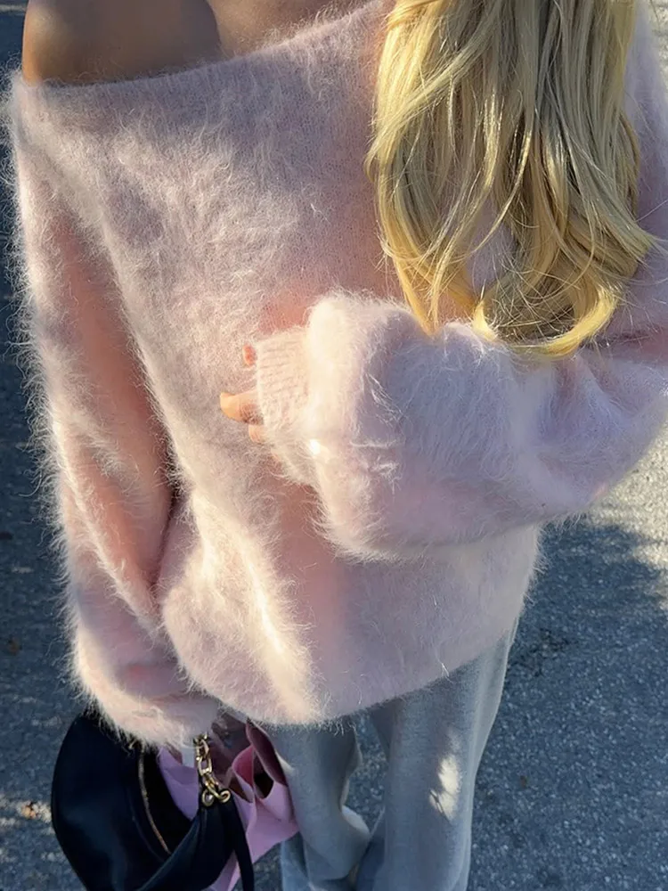 رسالة تقسم سستة محبوك سترة المرأة عادية المرقعة فضفاضة تناسب سترة ذات عنق دائرى 2025 الإناث Y2k ملابس الخريف جديد #5