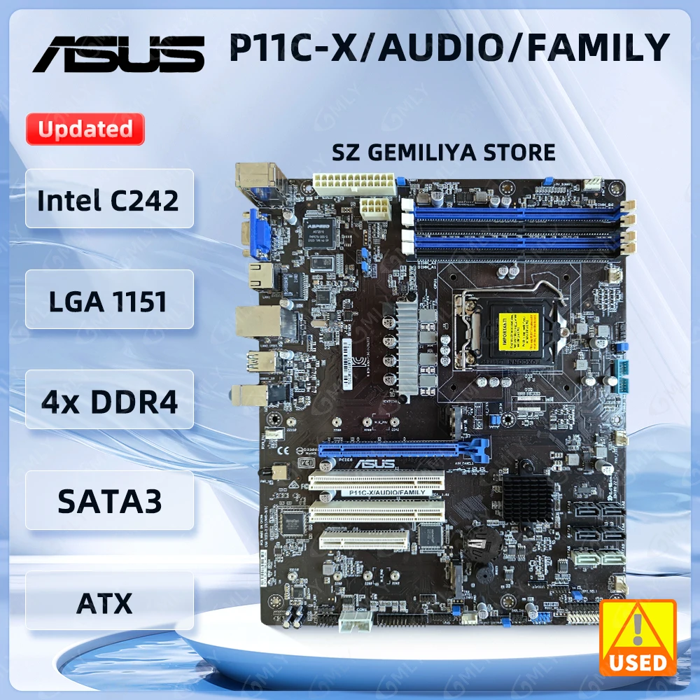

Материнская плата ASUS P11C-X/AUDIO/FAMILY LGA1151 Intel C242 DDR4 32 ГБ с поддержкой i3-9100 8300 Процессор Intel Xeon E-2134 2124G G5400