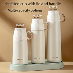 Portable Stainless Steel Insulated Bottle with Lid and Handle Mini Insulated Mug thermos Vacuum Bottle for home office student