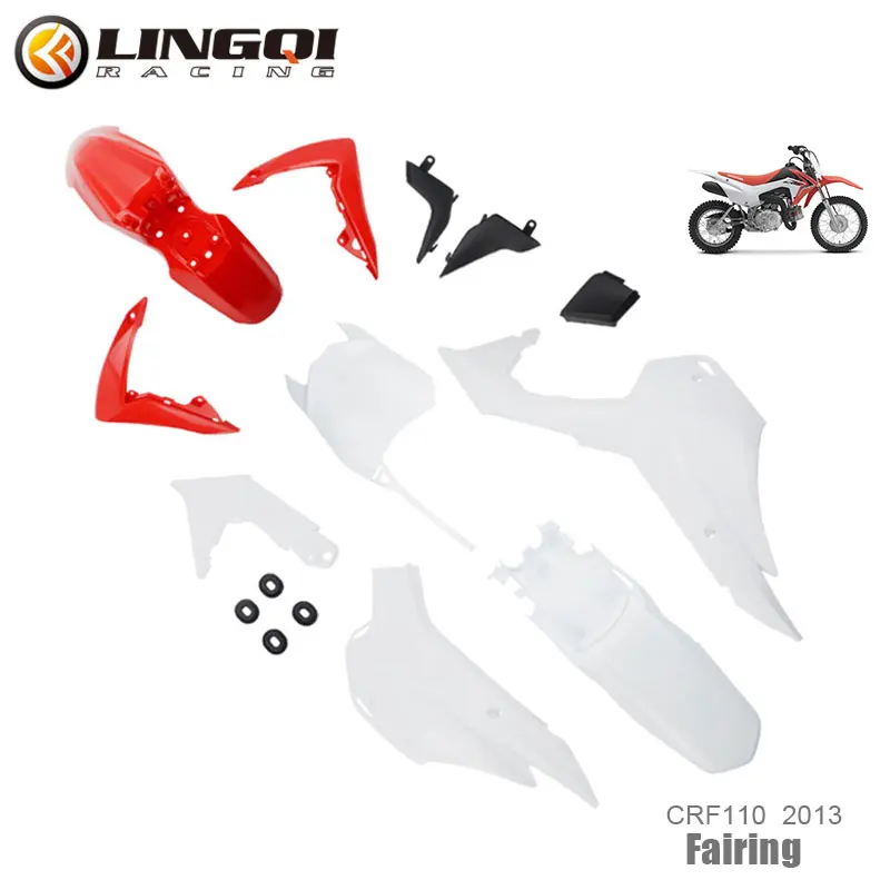 LYNNCHI Motorcycle CRF110 Fairing Set Body Kit Fender Mudguard Number Plate Protective Cover For CRF 110 2013 Pit Dirt Bike Part