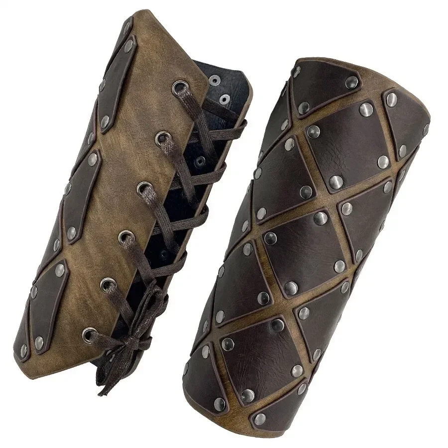 2026 Nova Luva de Punho Medieval Vintage, Pulseira Steampunk Renascentista, Armadura de Braço de Couro com Amarração para Homens Guerreiros e Cavaleiros, Acessório