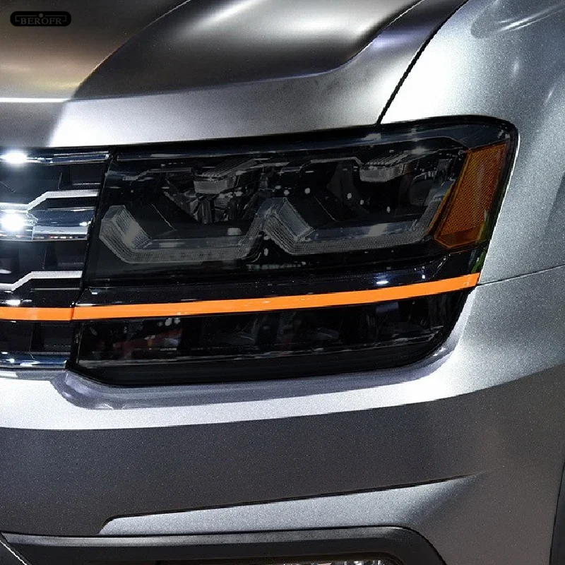 

Car Headlight Protective Tint Film Smoke Black Transparent TPU Light Sticker For Volkswagen VW Atlas Teramont 2017-2019