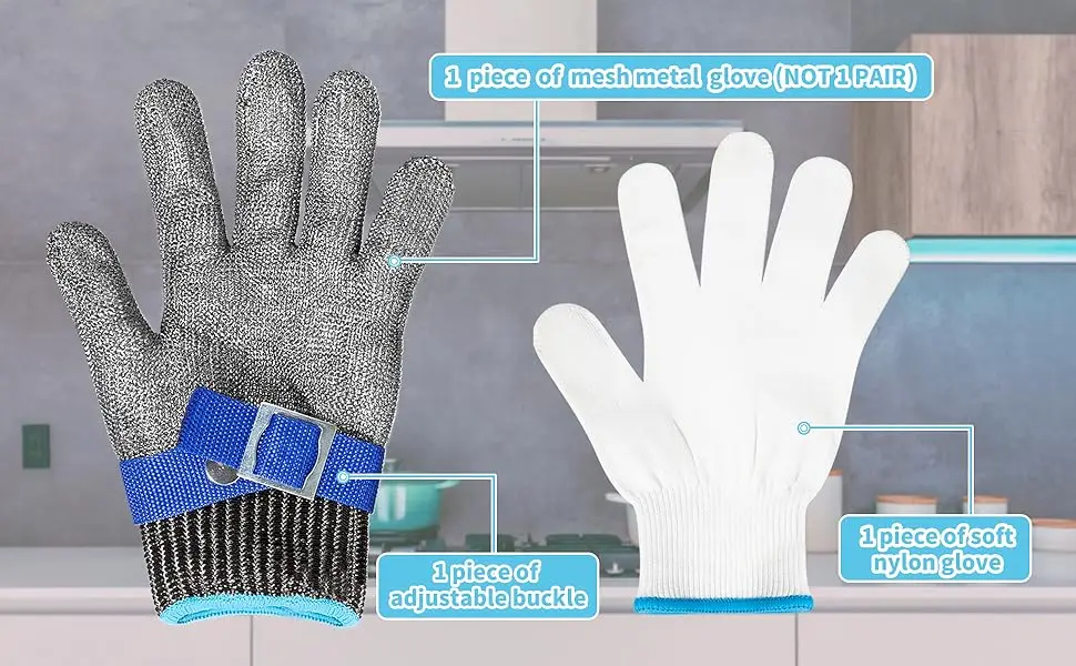 9-level Protective Safety Gloves Stainless Steel Wire Metal Mesh Cutting Resistant Slaughter Meat Cutting Oyster Skin Gloves