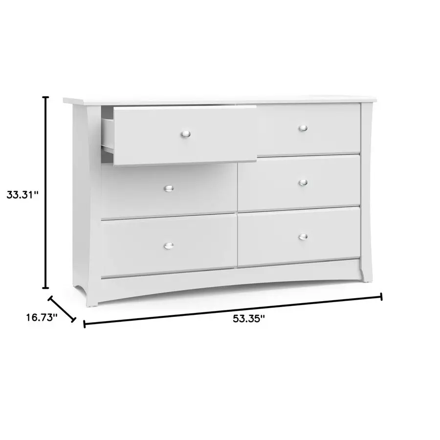 Crescent 6Drawer Dresser White u2013 GREENGUARD 골드 인증, 침실용 흰색 서랍장, 어린이 보육용 수납함, 안전 I