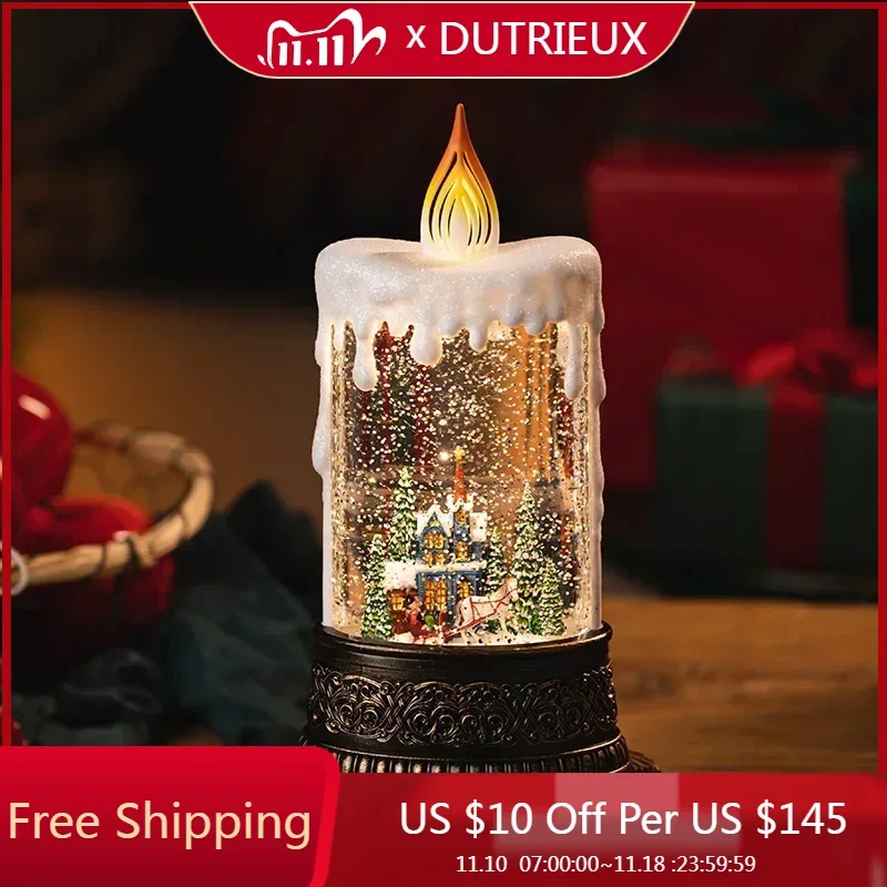 

Эстетические скандинавские рождественские украшения для дома, свечи, музыкальные шкатулки, светящиеся Хрустальные шарики, снежные настольные декорации, подарки, украшения для комнаты