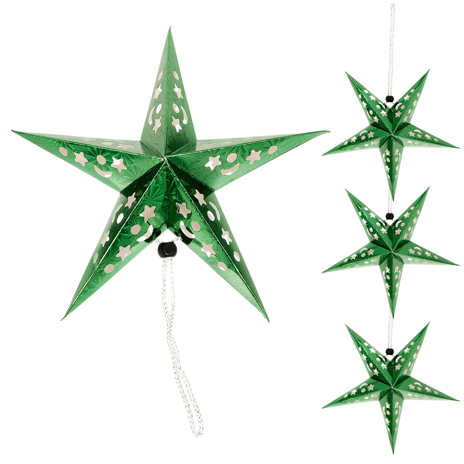 

4Sets Creative Christmas Five-Pointed Star Pendant Lamps Festival Hanging Lights Xmas Scene Decoration Christmas Pendant Lamp