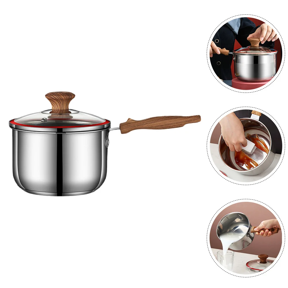 

Stainless Steel Kitchen Milk Pot Single Handle Saucepan Multipurpose Cooking Pan for Milk Soup Noodles Heat Resistant Cooking