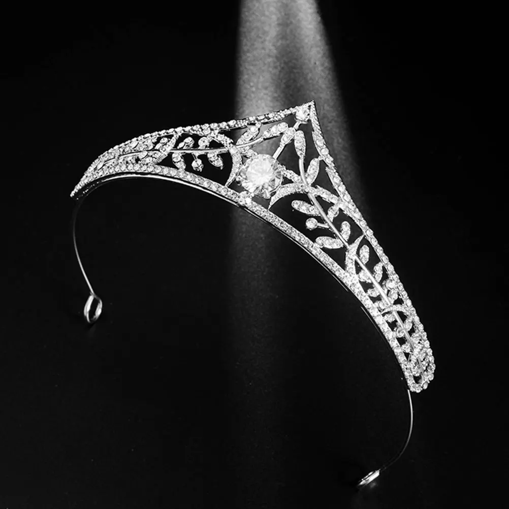 

Chic Bridal Headband Alloy Rhinestone Crown European Style Wedding Hair Accessory For Women Silver Fashion Crown Zircon Head