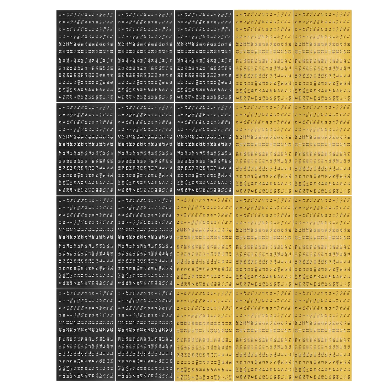 

20 Sheets Socket Size Identification Sticker Set Self Adhesive Removable High Visibility Color Coded Labels for Tool Box