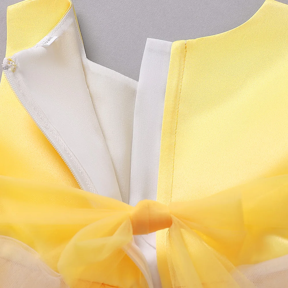 Toddler Baby Girls Princess Dress Yellow Flower Girl Wedding Party Dresses Newborn Christening Gown Infant Baby Summer Clothes