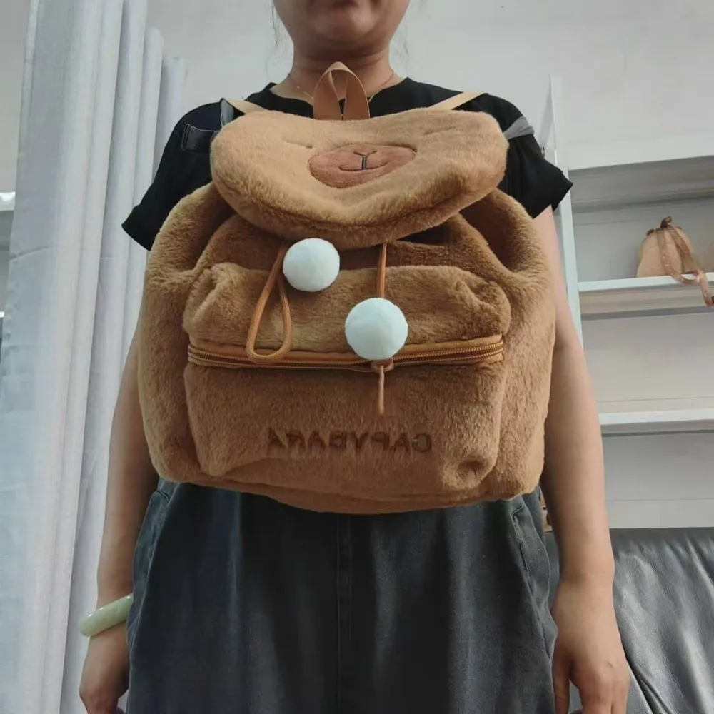 Bolso de hombro lindo de dibujos animados para estudiantes, Capybara mochila escolar de felpa, bolso informal de pareja de animales, nuevo