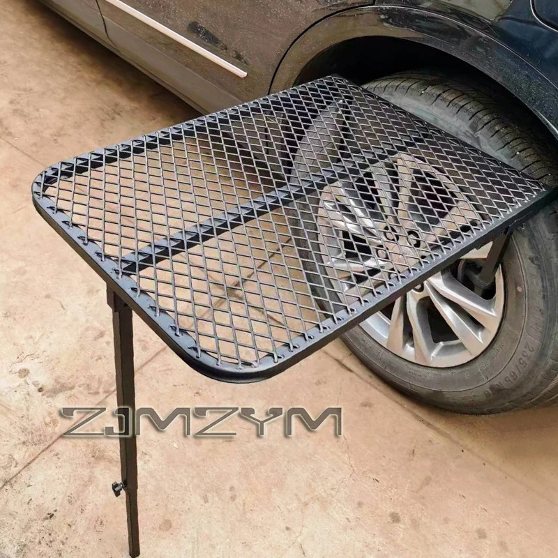 

Автомобильные шины, походный стол, портативный складной уличный дорожный транспортный столик на колесах, стол для автофургонов, походный стол из легированной стали, черная сетка