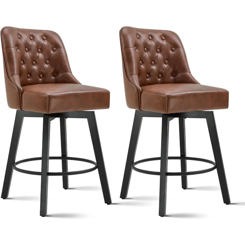 

Counter Height Swivel Barstools with Back,26" H Seat Height Upholstered Fabric Bar Stools for Kitchen Island