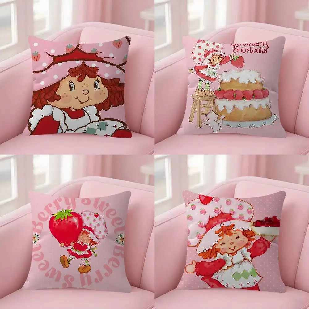 Cute Cartoon Strawberry S-Shortcake Mini 45*45cm Cushion Cover Pillow Cover Decor Pillowcase Home Pillowcase For Couch Pillow