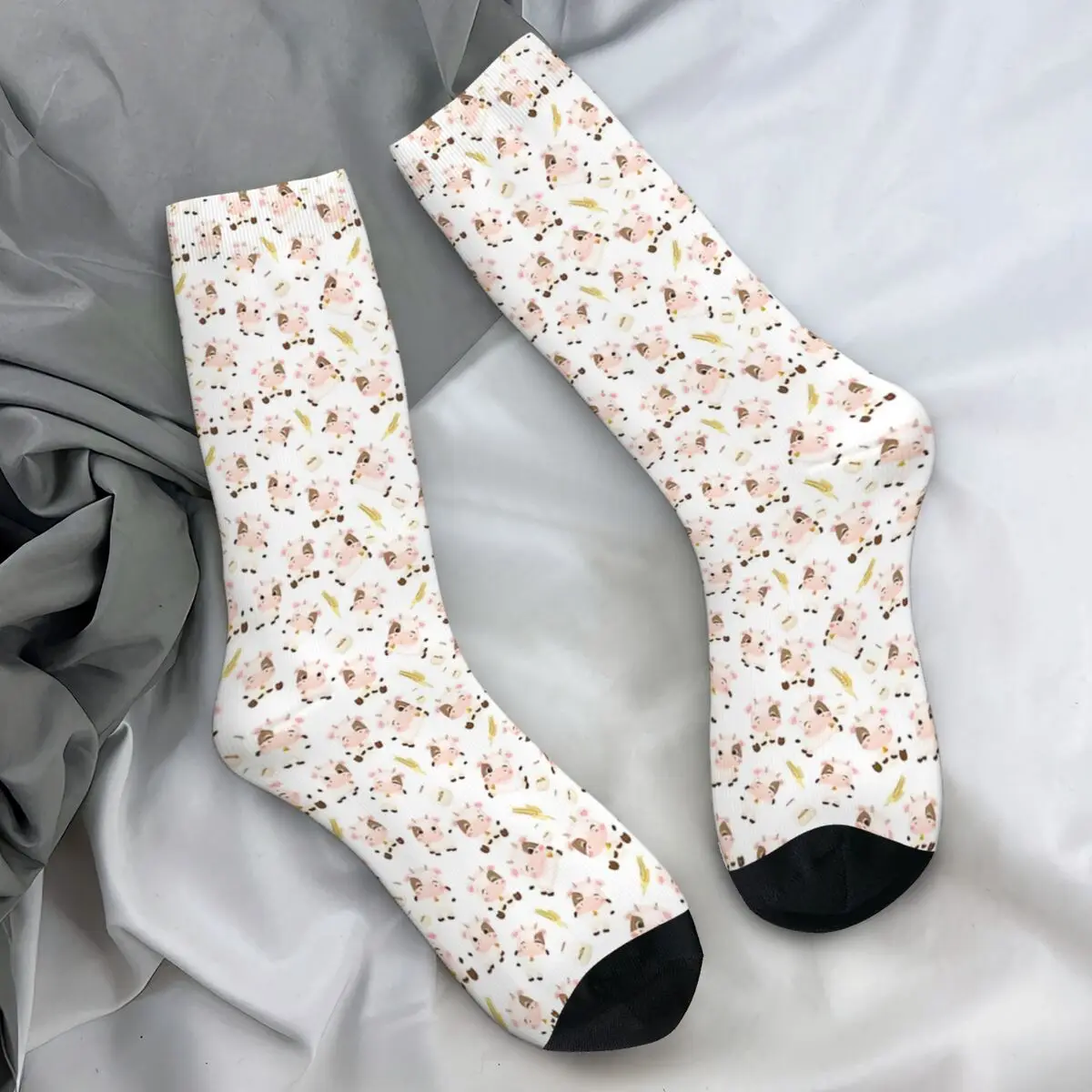 Milk Cow Pattern Socks Elegant Stockings Adults Men Comfortable Running Socks Autumn Design Anti Slip Socks