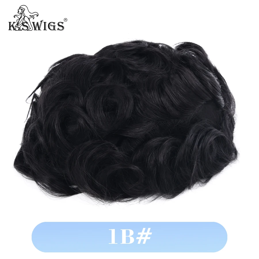 K.S WIGS 0.08mm Natural Hair Men Toupee Human Hair Men Wig Replacement Systems Hair Piece Protesis Capilar Hombre Male Wig