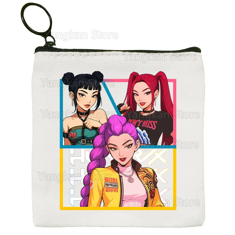 حقيبة قماش مطبوعة برسوم كارتونية من KPop Demon Hunters Zoey Rumi Mira بتصميم قماشي حقيبة تخزين بسيطة وعصرية