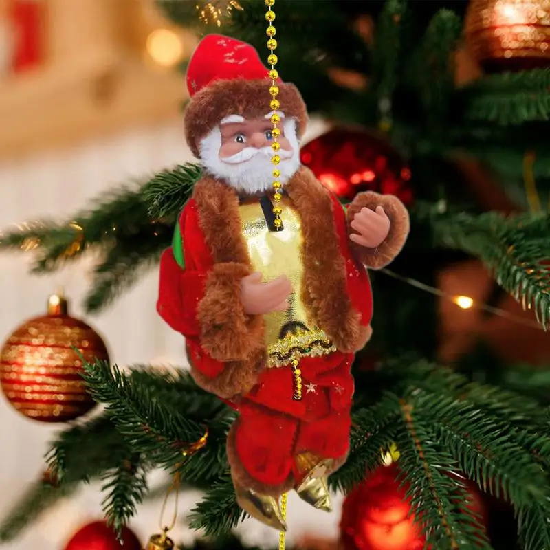 Cartoon Santa Doll Pendant Christmas Tree Decorations Funny Santa Claus Climbing On Rope Plush Doll Toy For Home Wall Window