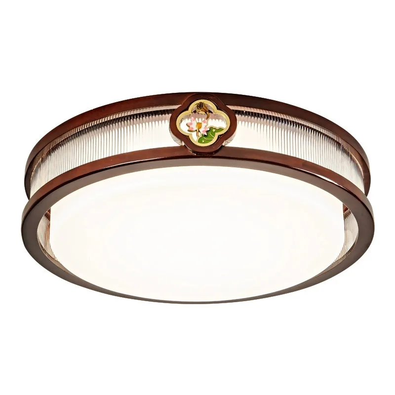 

Living room ceiling lamp, gold silk sandalwood, enamel color lamps