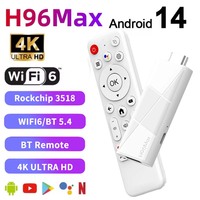 H96 MAX ATV Mini TV Stick Android14 Rockchip 3518 Quad Core Cortex A53 Support  Video 4K HD Wifi6 BT5.4 Voice Remote Stick TVBox
