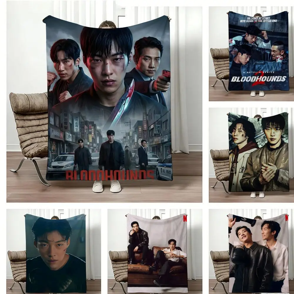 K-Drama Aesthetic B-Bloodhou Throw Lightweight 240g Flannel Blanket Soft Skin-friendly for Summer Cooling