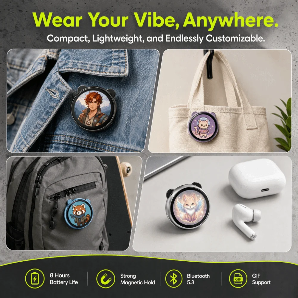 Magnetic Magnetic Electronic Badge Light‑Up Interactive Trendy Collectible Pendant Compact Lightweight Smart Decor