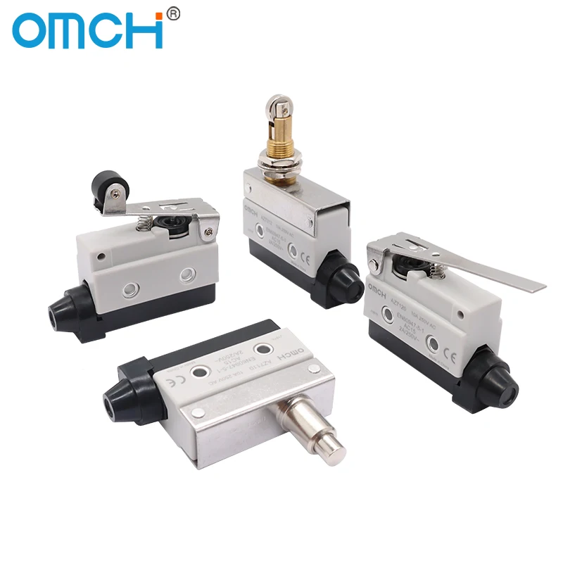 OMCH 1/5/10 SZT. 10A 250VAC Srebrne styki Samoresetujący się wyłącznik krańcowy serii AZ Wodoodporny Mały poziomy przełącznik krańcowy z rolkową dźwignią