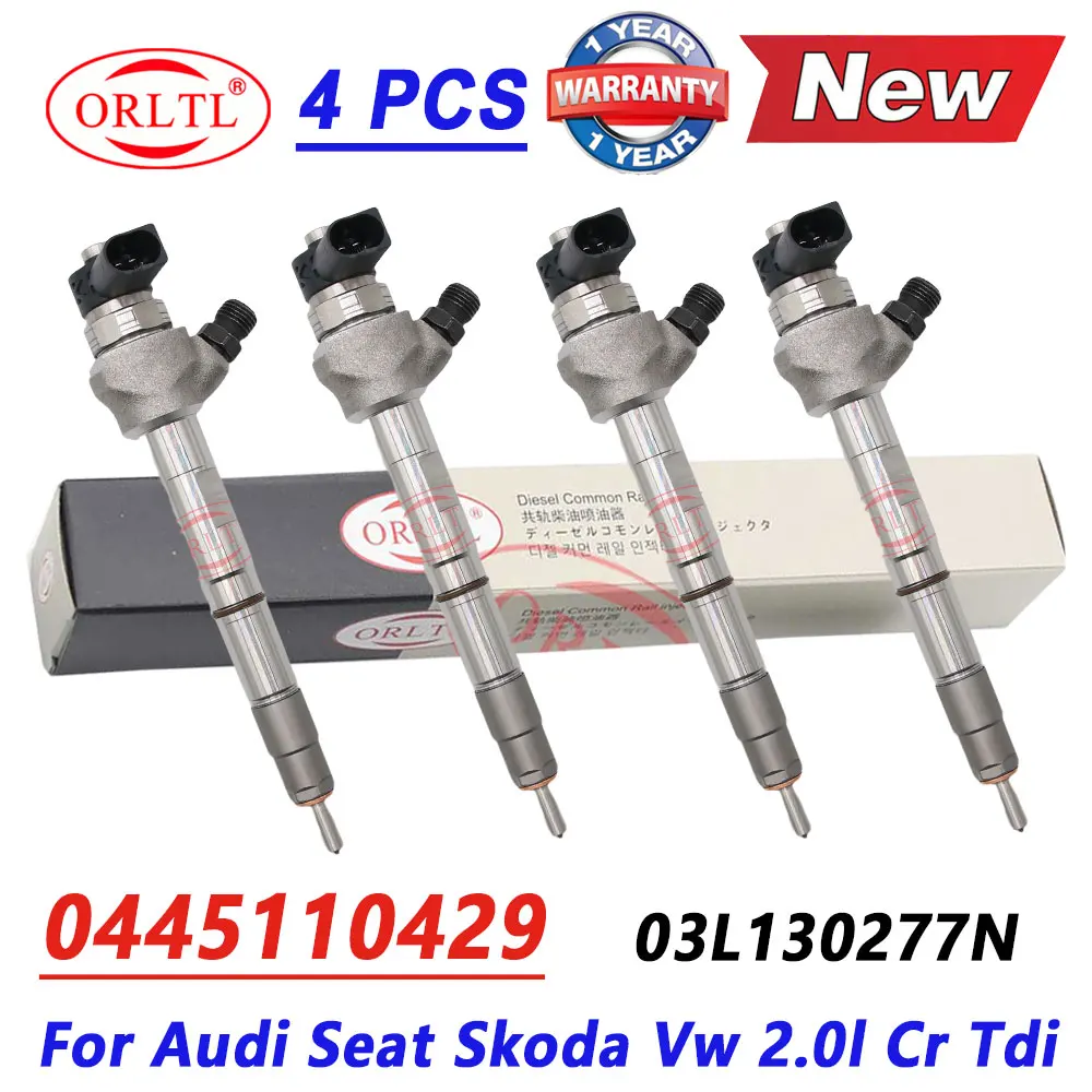 

4PCS 0445110429 New Diesel Nozzle 03L130277N Common Rail Fuel Injector 0 445 110 429 for Audi Seat Skoda Vw 2.0l Cr Tdi