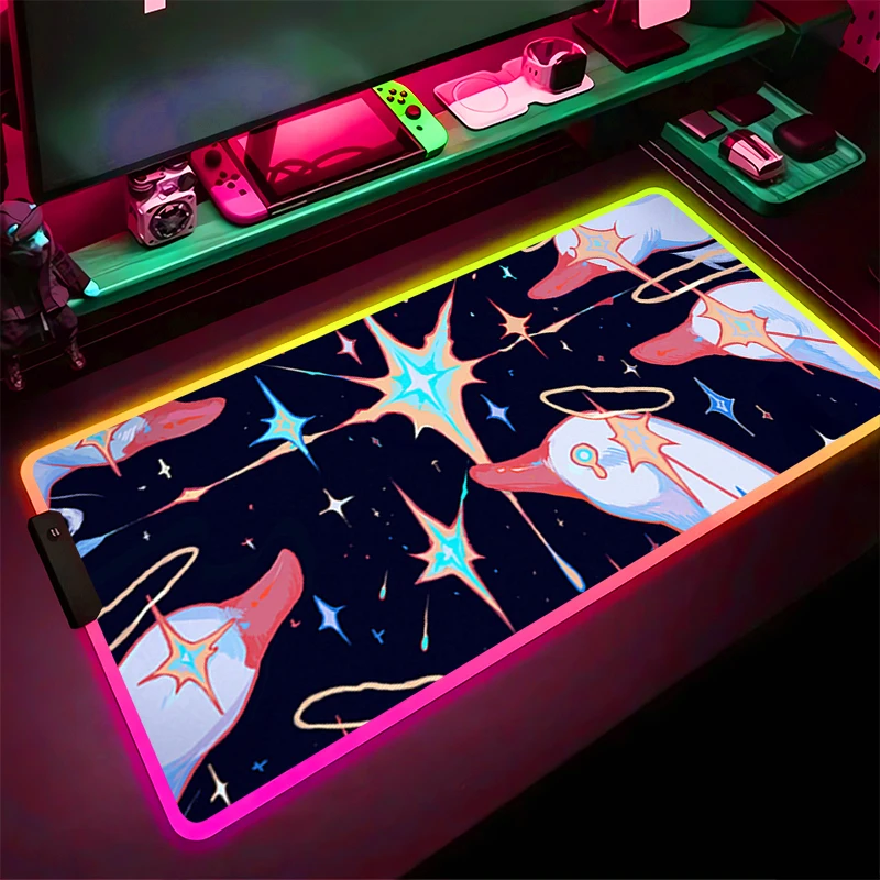

RGB LED Mouse Pad Computer Gamer PC Accessories Mousepad Rubber Cartoon Extended Pad Non Slip Desk Mat Duck Laptop Keyboard Pad