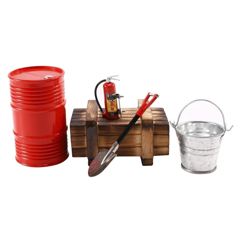 

For Traxxas TRX4 TRX6 Axial SCX10 III 1/10 RC Crawler Metal Luggage Box Iron Shovel Wooden Crate Scale Simulation Decor Parts