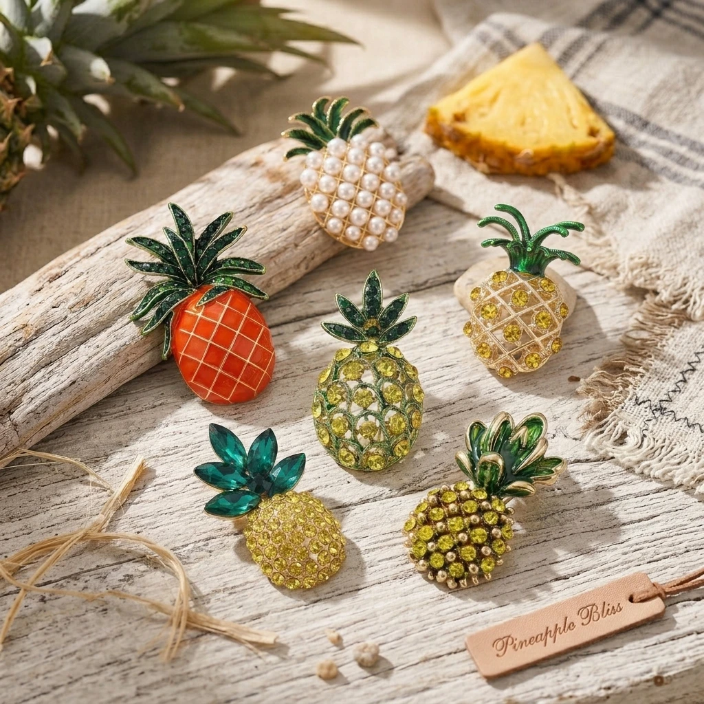 Classic Rhinestone Pineapple Brooches for Women Unisex Trendy Fruit Pins Casual Party Jewelry Accessories Gifts Decoration
