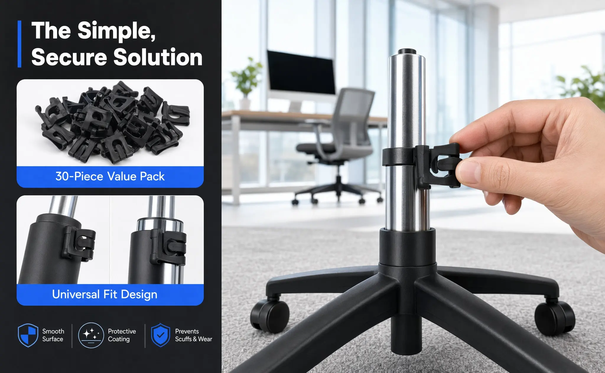 30Pcs Gas Lift Retaining Clips Heavy Duty Anti-Loosening Office Chair Cylinder Repair Replacement Stability Clamp M6 Snap Rings