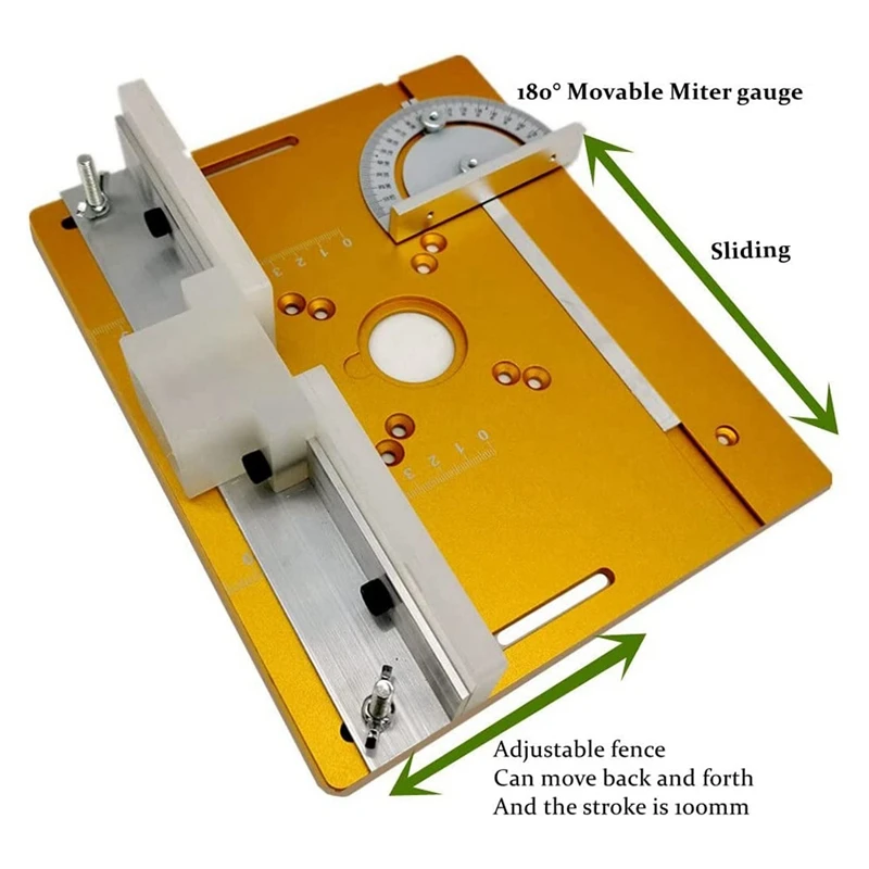 Router Table Insert Plate W/Miter Gauge For Woodworking Benches Table Saw Multifunctional Trimmer Engraving Machine