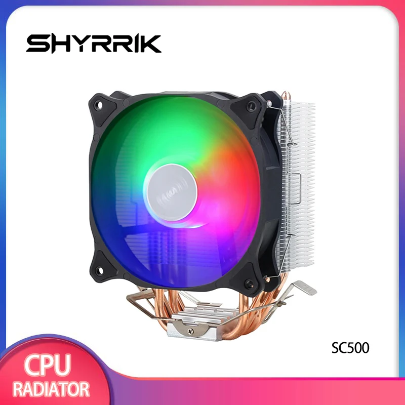 Shyrrik 4 Heat Pipes Efficient Cooling CPU Cooler 3 Pin PWM ARGB PC Intel LGA 2011 1150 1151 1200 1700 X79 X99 E5 AMD AM3 AM4