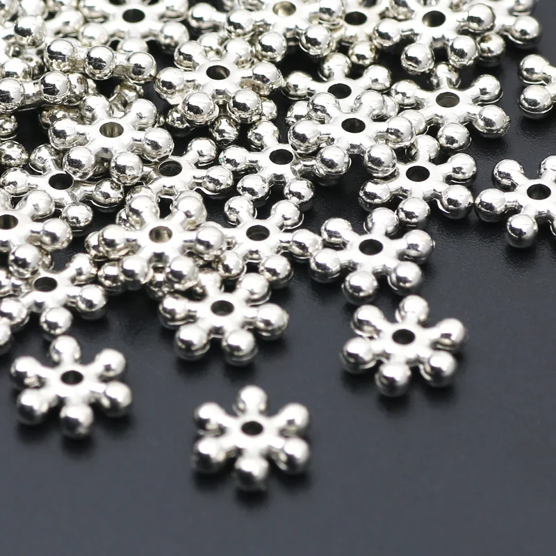 Snowflake Gasket Plastic Acrylic Bead Spacer Loose Jewelry For Making Necklace Bracelet Earrings Accessories DIY Handmade 100pcs