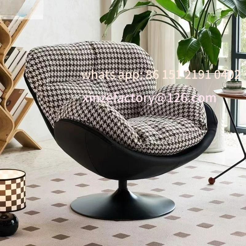 Customizable simple single eggshell sofa lazy sofa chair thousand bird grid home leisure retro rotatable sofa chair