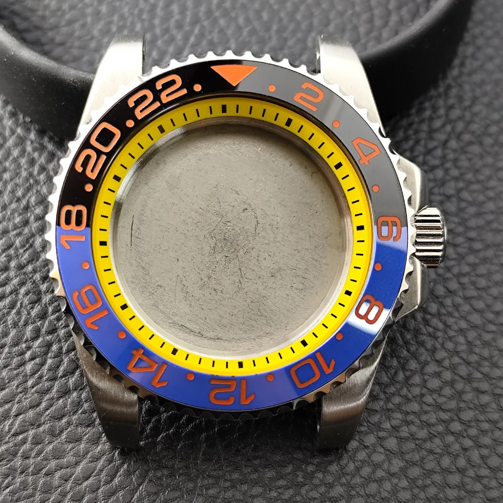 NH35 High-quality 40.5mm Silvery GMT Have Chapter Ring Steel Case Fit NH34 NH35 NH36 Movement Sapphire Glass Watch Box image 3