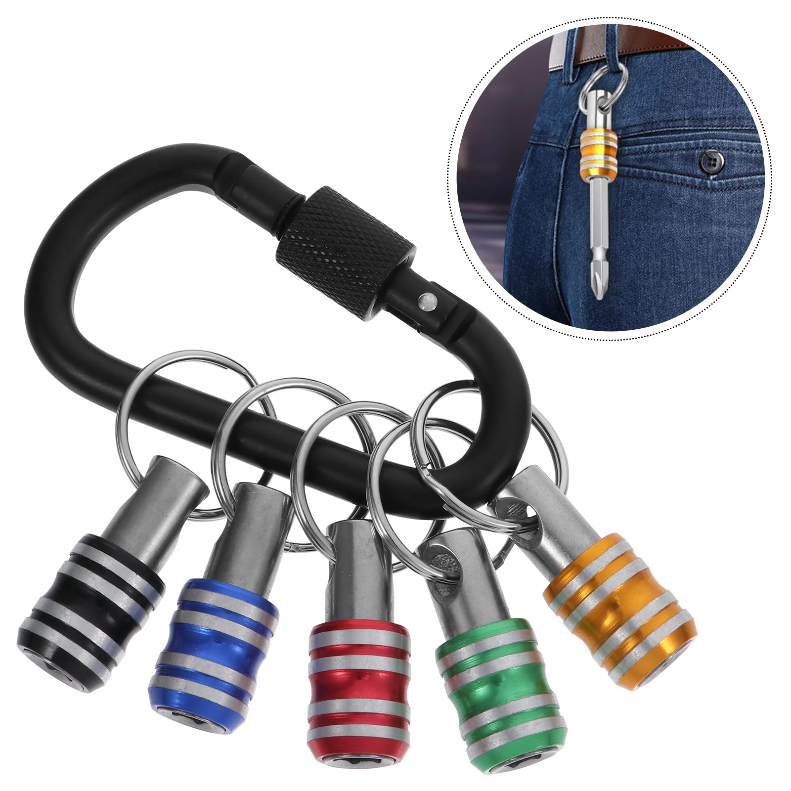 

6 pcs Stainless Steel Socket Extension Bar Portable Bit Holder For Diy Tools Screwdriver Accessories Rust-Proof Key Chain
