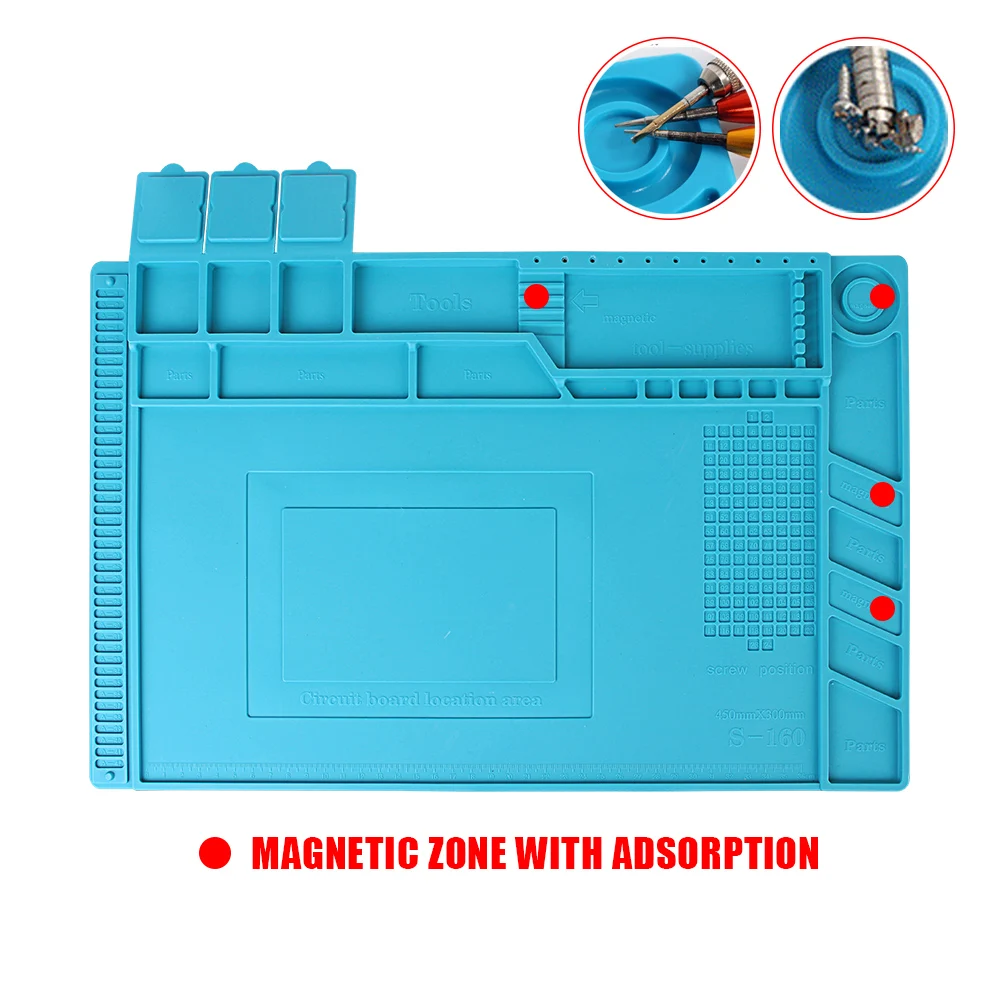 Magnetic for BGA Soldering Station Silicone Repair Pad Heat-Resistant Adsorption Soldering Mat Platform