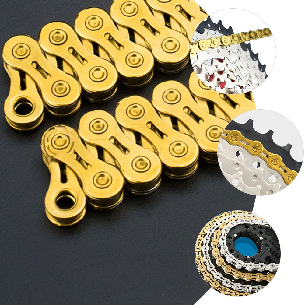 

1pcs Bicycle Carbon Steel Mountain Bike Chain Hollow Design Anti-Rust Sturdy Wear-Resistant Chain Replacement Cycling