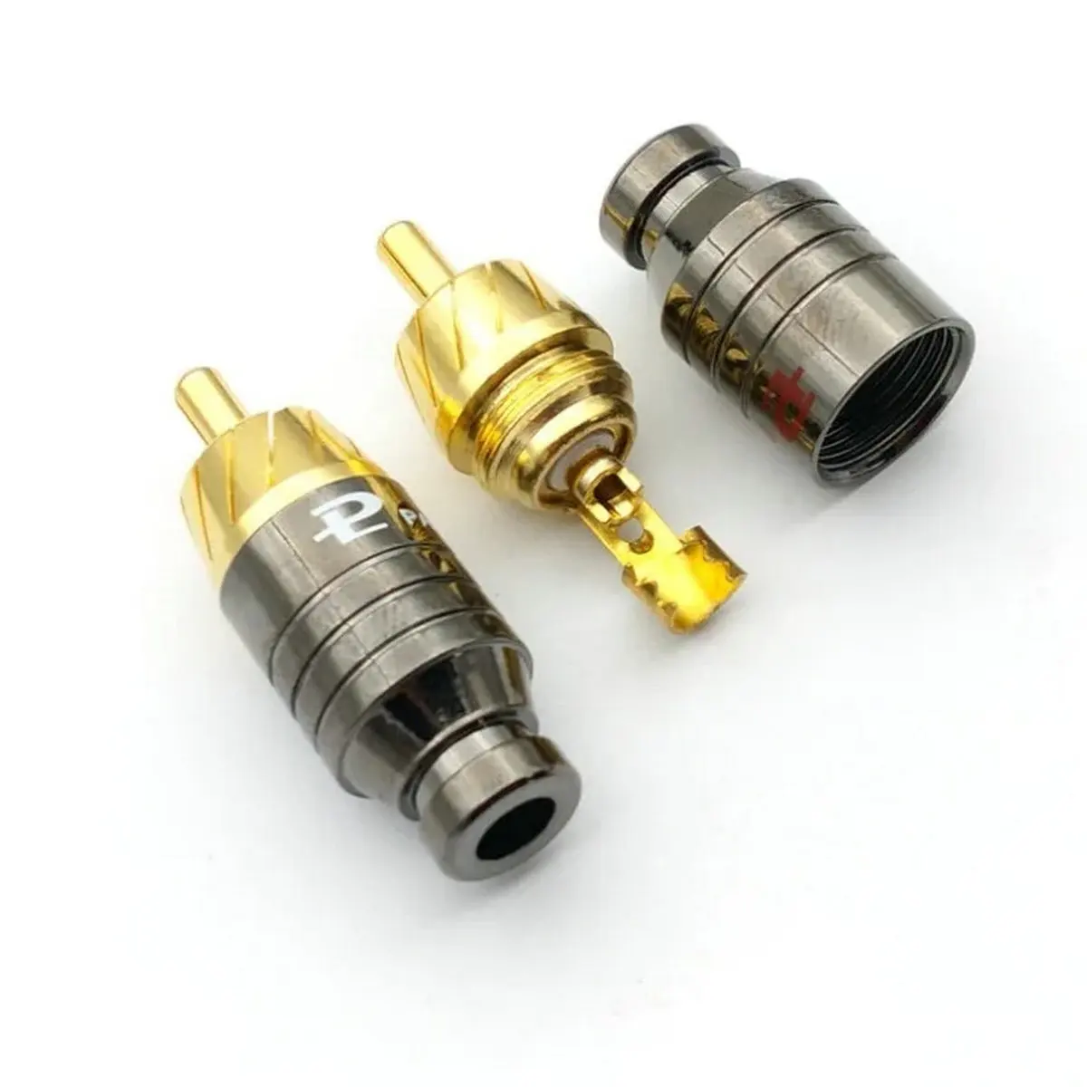 Imagem -02 - Conector Macho Rca Latão Banhado a Ouro Plugue de Solda 50 Peças