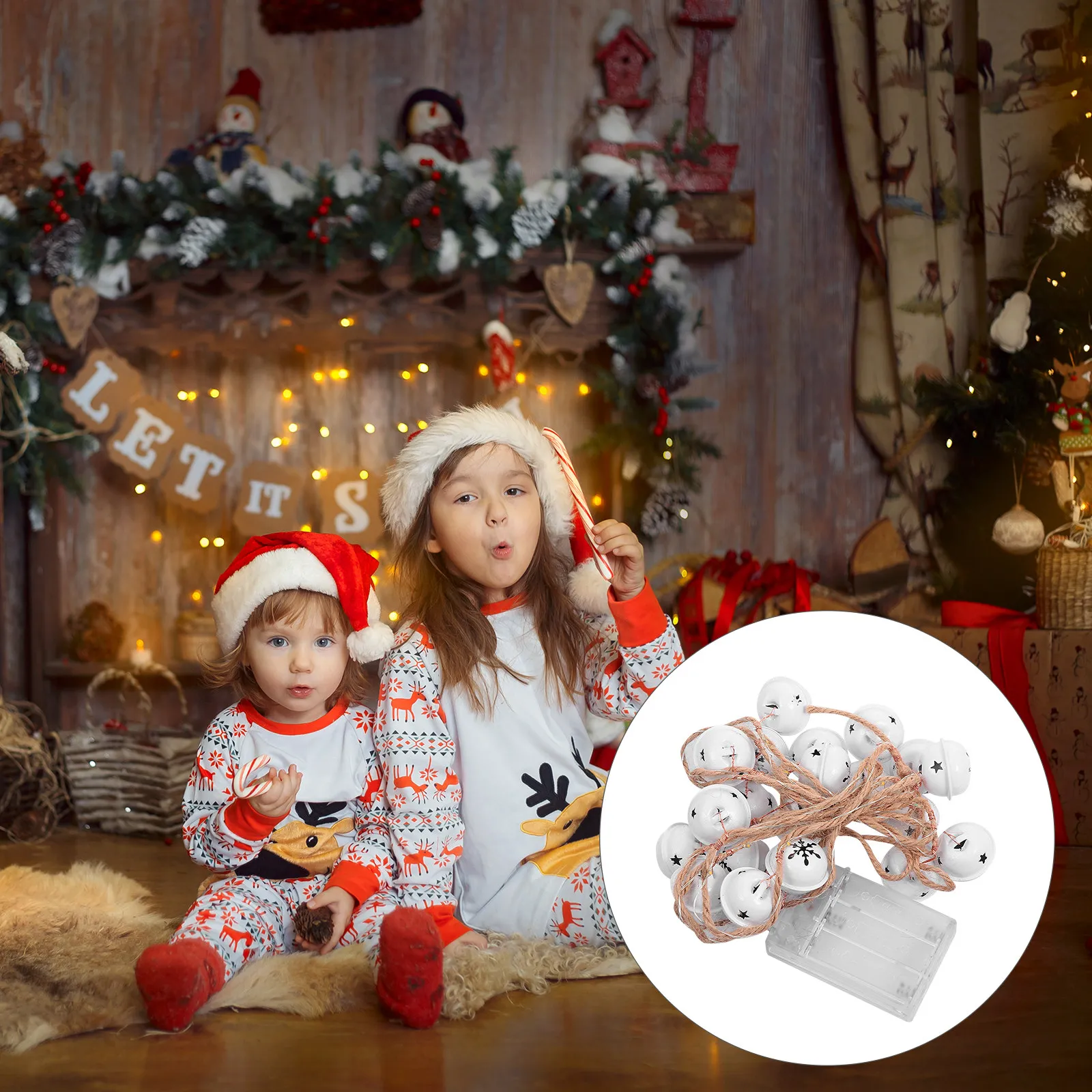 

1 шт. Рождественская гирлянда с маленькими колокольчиками, светодиодная лампа, теплый свет, декоративное украшение для рождественской вечеринки, рождественская лампа