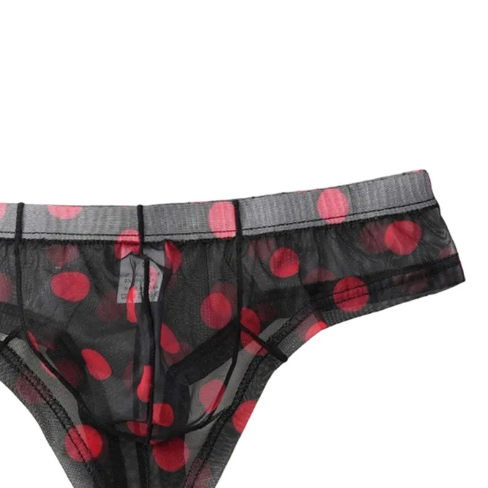 

See Through Sexy Fashion Printed Mesh Underwear Briefs U Convex Pouch Low Rise Thongs Comfortable T-panties