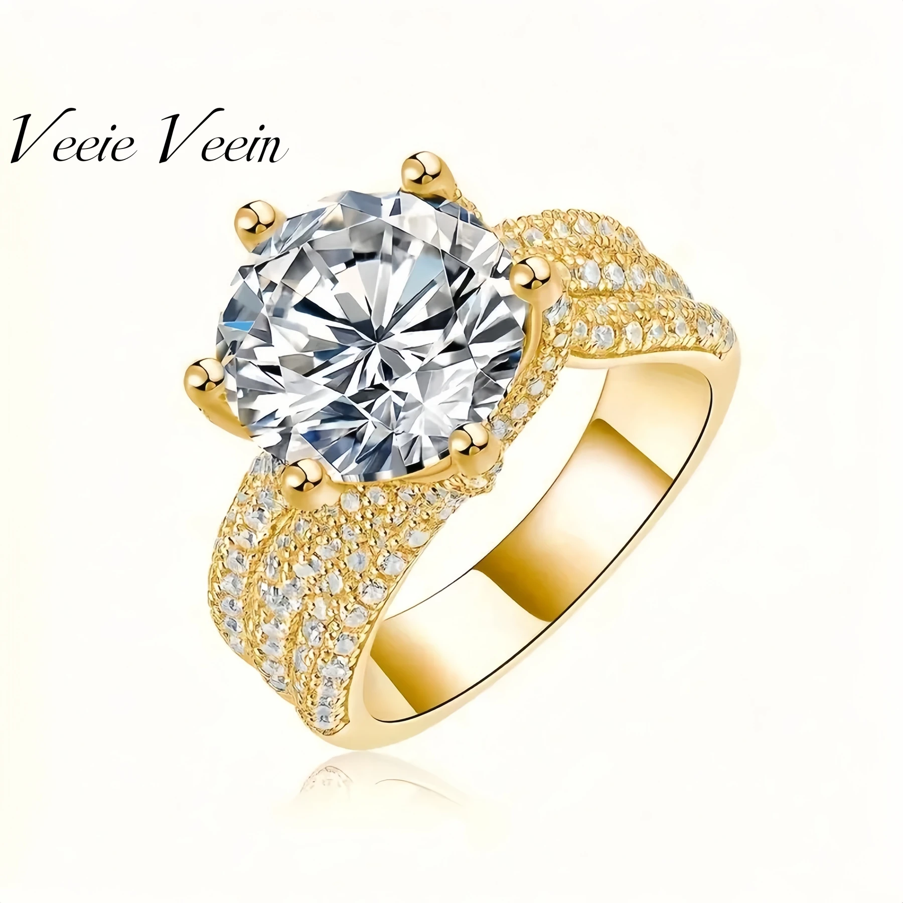 

Veeie Veein Luxury Brand S925 Sterling Silver Ring Set With 5-Carat Moissan Stone Exudes Sense Of Feminine Elegance