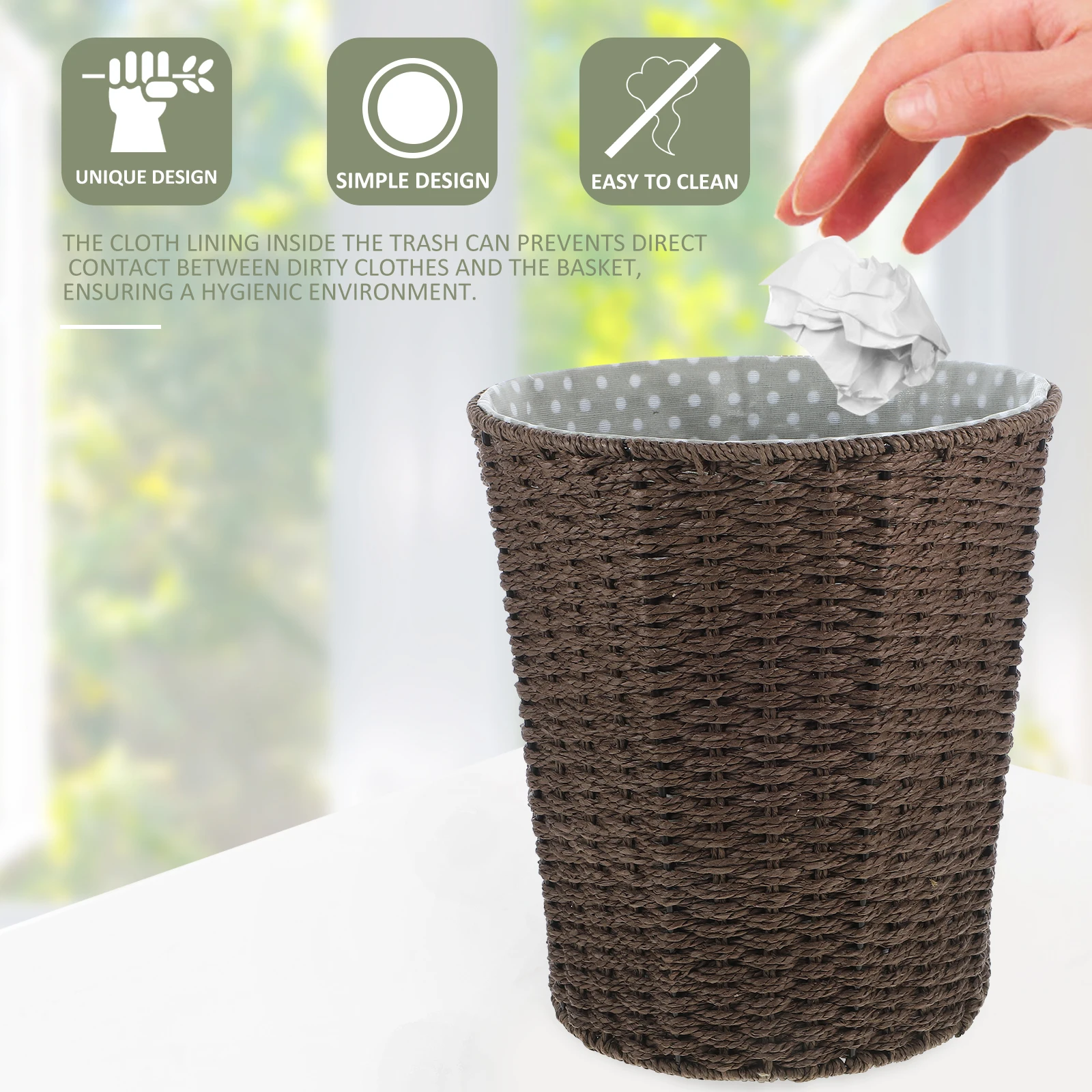 

Creative Woven Trash Can Flax Iron Paper Rope Multifunction Laundry Basket Sundries Storage Home Decoration