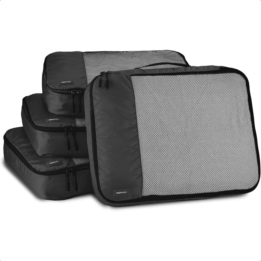 

Large Packing Cubes for Travel Packing Organizers 4PieceSet With Double Zipper Pulls and Mesh Top Panel 100 Durable Polyester B