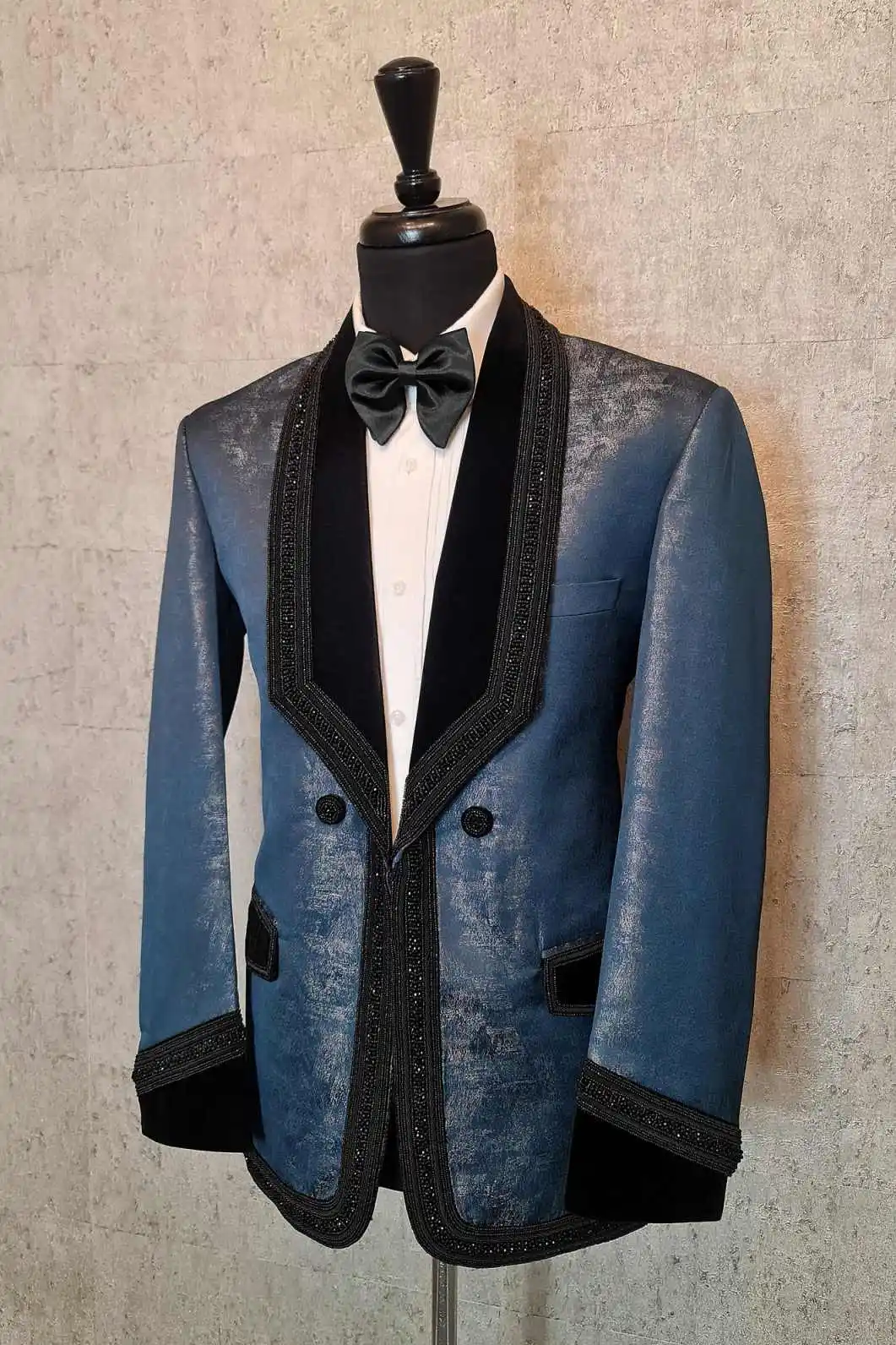 Fashion Wedding Tuxedos Beaded Jacquard 2 PCS Jacket Pant Men Suit Design Shawl Lapel Groom Business Blazers Customized